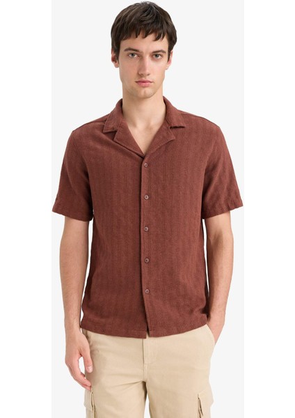 Regular Fit Polo Yaka Jakarlı Kısa Kollu Gömlek E5693AX25SM