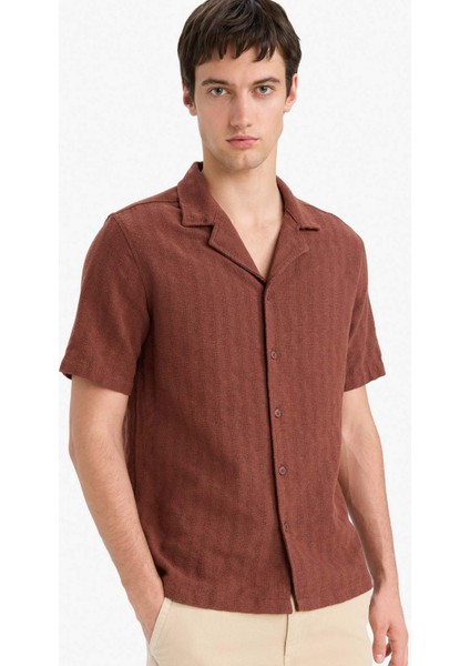 Regular Fit Polo Yaka Jakarlı Kısa Kollu Gömlek E5693AX25SM