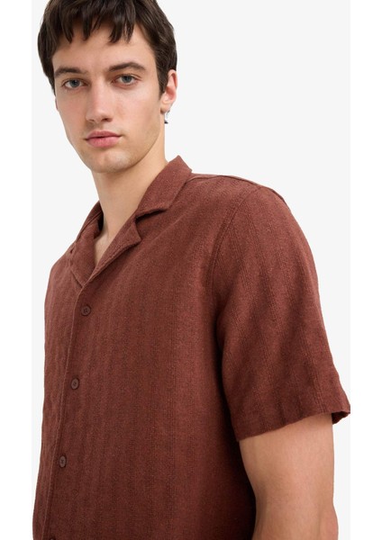 Regular Fit Polo Yaka Jakarlı Kısa Kollu Gömlek E5693AX25SM