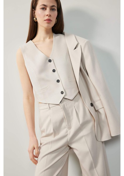 V Yaka Düğmeli Klasik Blazer Yelek C2026AX25SP