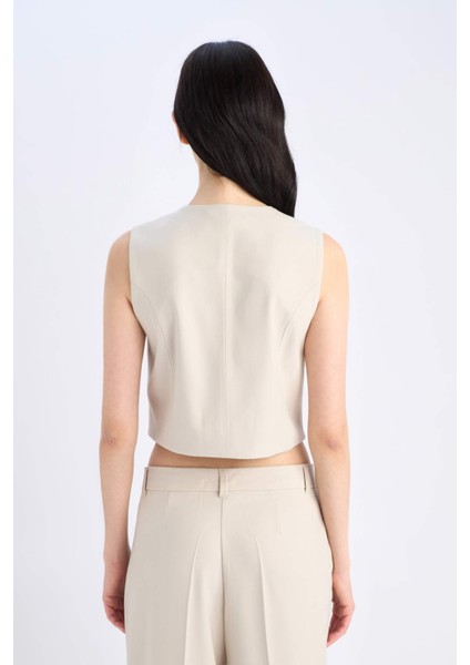 V Yaka Düğmeli Klasik Blazer Yelek C2026AX25SP