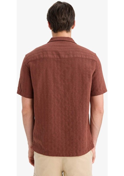 Regular Fit Polo Yaka Jakarlı Kısa Kollu Gömlek E5693AX25SM