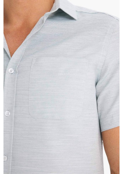 Modern Fit Yazlık Polo Yaka Basic Düz Kısa Kollu Gömlek E5077AX25SM