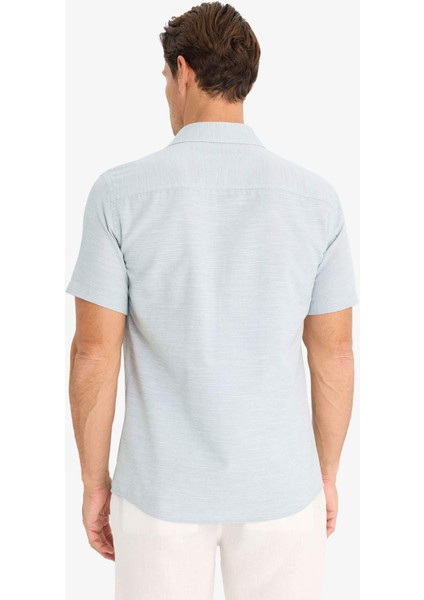 Modern Fit Yazlık Polo Yaka Basic Düz Kısa Kollu Gömlek E5077AX25SM