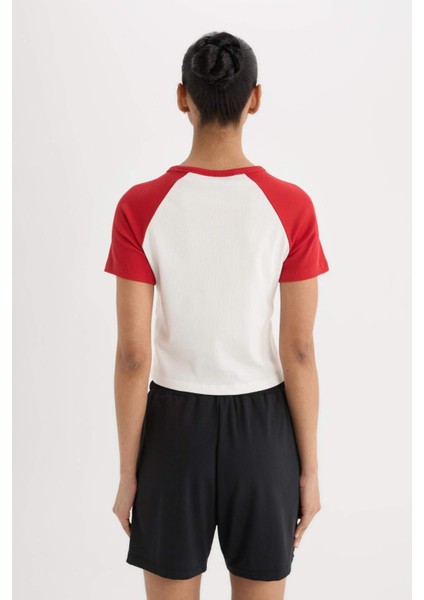 Fit NBA Chicago Bulls Slim Fit Dar Kesim Bisiklet Yaka Sporcu Fitilli Kaşkorse Kısa Kollu Tişört E2359AX25SM