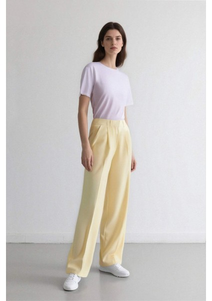 Afra x Defacto Wide Leg Tensel Kumaş Pantolon Cepli Yüksek Bel Geniş Paça A1138AX25SP
