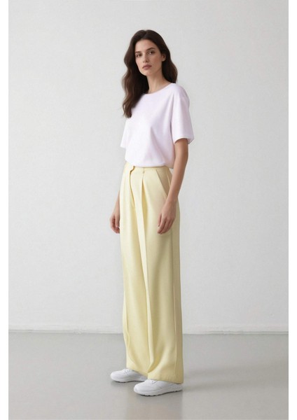 Afra x Defacto Wide Leg Tensel Kumaş Pantolon Cepli Yüksek Bel Geniş Paça A1138AX25SP