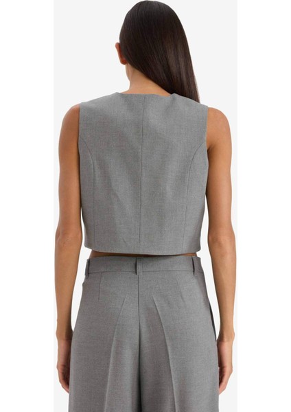 V Yaka Düğmeli Klasik Blazer Yelek C2026AX25SP