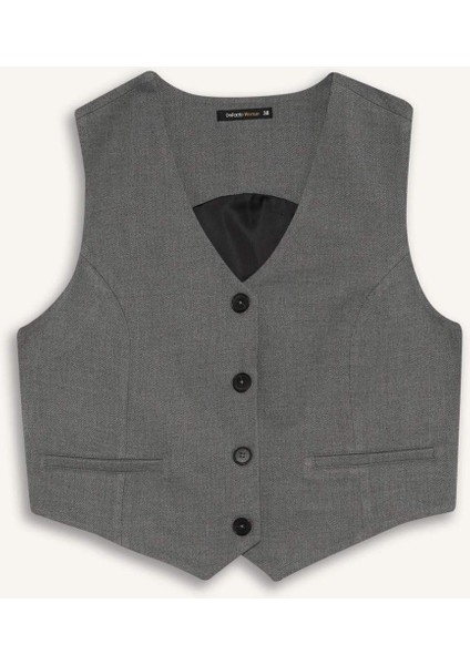 V Yaka Düğmeli Klasik Blazer Yelek C2026AX25SP