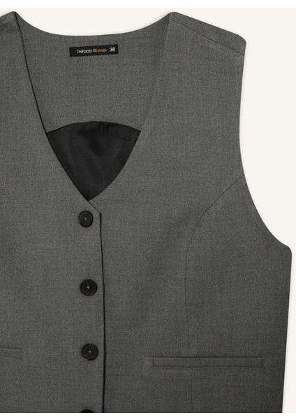 V Yaka Düğmeli Klasik Blazer Yelek C2026AX25SP