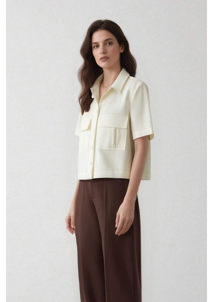 Crop Cepli Tensel Kısa Kollu Gömlek C4784AX25SP