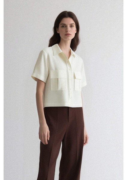 Crop Cepli Tensel Kısa Kollu Gömlek C4784AX25SP