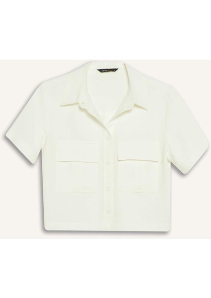 Crop Cepli Tensel Kısa Kollu Gömlek C4784AX25SP