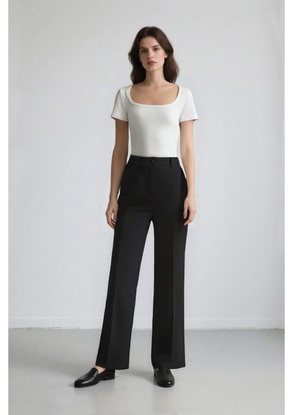 Wide Leg Pensli Klasik Palazzo Pantolon Geniş Bol Paça Basic Düz Uzun Boy Yüksek Bel Cepli C2020AX25SP
