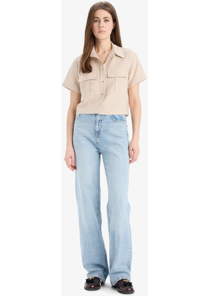 Crop Cepli Tensel Kısa Kollu Gömlek C4784AX25SP