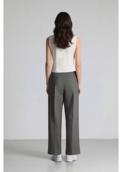 Wide Leg Pensli Klasik Palazzo Pantolon Geniş Bol Paça Basic Düz Uzun Boy Yüksek Bel Cepli