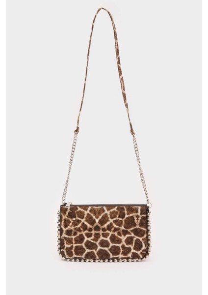 Kadın Zımba Detaylı Leopar Desenli Suni Deri Çapraz Çanta E0716AXNS