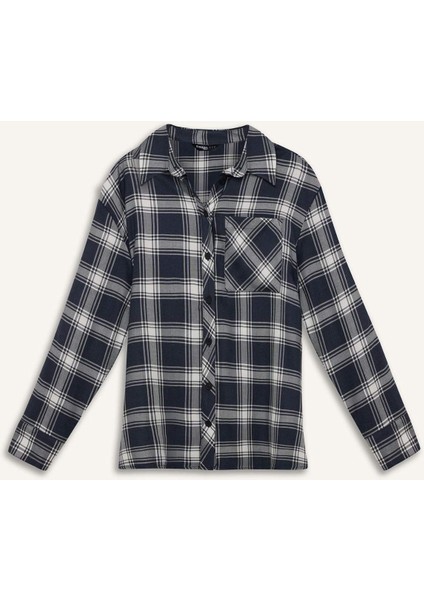 Coool Oversize Geniş Kalıp Kareli Flanel Uzun Kollu Gömlek E4593AX25SP