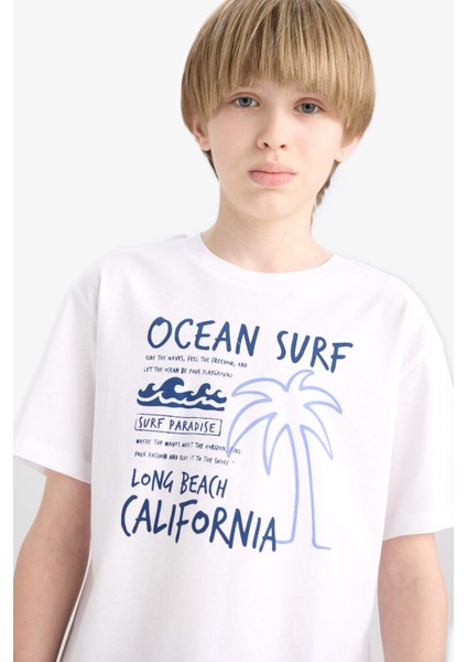 Erkek Çocuk Bisiklet Yaka Baskılı Kısa Kollu Tişört E6315A825HS