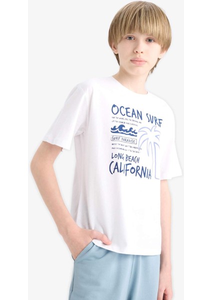 Erkek Çocuk Bisiklet Yaka Baskılı Kısa Kollu Tişört E6315A825HS