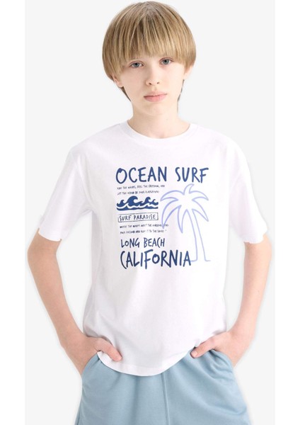 Erkek Çocuk Bisiklet Yaka Baskılı Kısa Kollu Tişört E6315A825HS