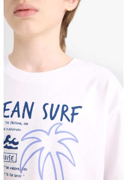 Erkek Çocuk Bisiklet Yaka Baskılı Kısa Kollu Tişört E6315A825HS