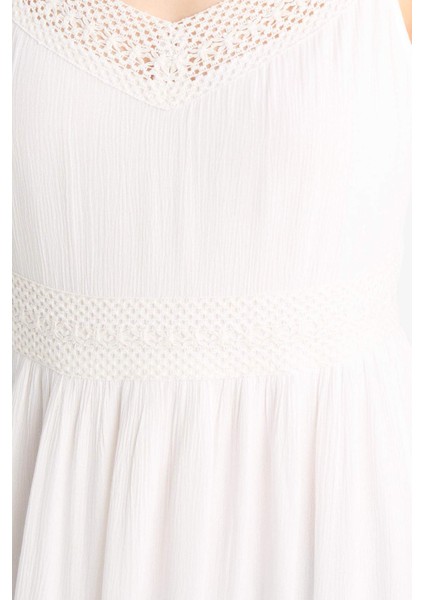 A Kesim V Yaka Pamuklu Kolsuz Midi Elbise E6082AX25SM