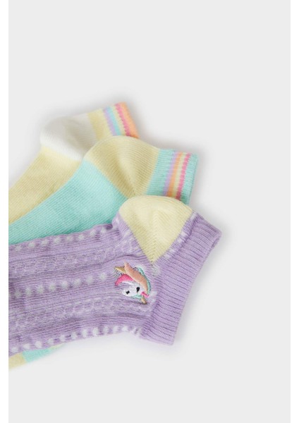 Kız Çocuk 3'lü Pamuklu Patik Çorap E6054A8NS