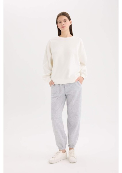 Standart Fit Kalın Jogger Eşofman Altı Bel Paça Lastikli Basic Düz Uzun Boy S7370AZ25SP