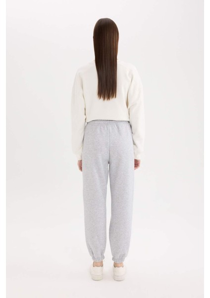 Standart Fit Kalın Jogger Eşofman Altı Bel Paça Lastikli Basic Düz Uzun Boy S7370AZ25SP