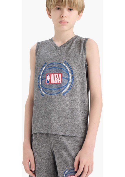 Erkek Çocuk NBA Wordmark V Yaka Atlet E4847A825HS