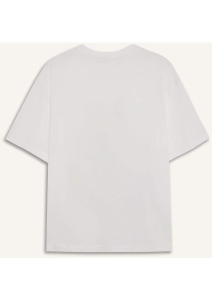 Regular Fit Bisiklet Yaka Baskılı Penye Kısa Kollu Tişört E5140AX25SM