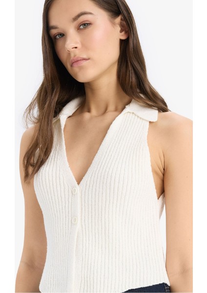 Coool Slim Fit Dar Kesim Düğmeli Triko Yelek D3584AX25SP