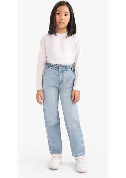 Kız Çocuk Paperbag Standart Paça Jean Pantolon E6181A825AU