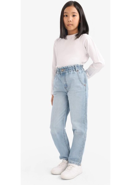 Kız Çocuk Paperbag Standart Paça Jean Pantolon E6181A825AU