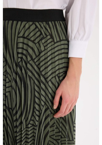 Pilise Desenli Şifon Maxi Etek