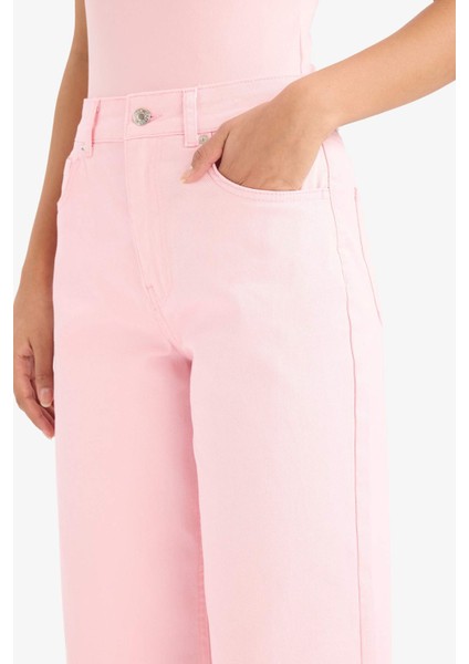 Culotte Gabardin Kumaş Pantolon Yüksek Bel Geniş Paça C7535AX25SP