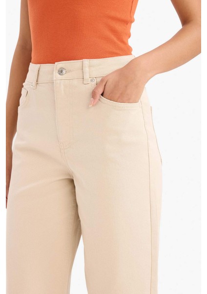 Culotte Gabardin Kumaş Pantolon Yüksek Bel Geniş Paça C7535AX25SP