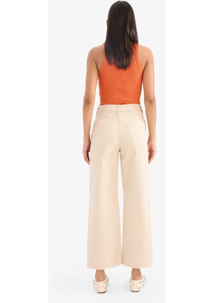 Culotte Gabardin Kumaş Pantolon Yüksek Bel Geniş Paça C7535AX25SP