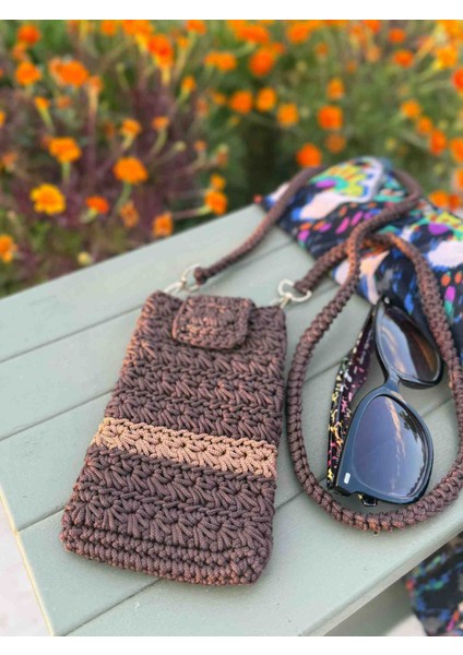 El Yapımı Makrome Telefon Çantası – Polyester Ip, Astarsız, Çıtçıtlı, Günlük fırsatları