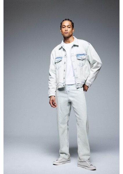 %100 Pamuk Oversize Geniş Kalıp Mevsimlik Baharlık Denim Ceket D7741AX25SP
