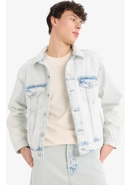 %100 Pamuk Oversize Geniş Kalıp Mevsimlik Baharlık Denim Ceket D7741AX25SP