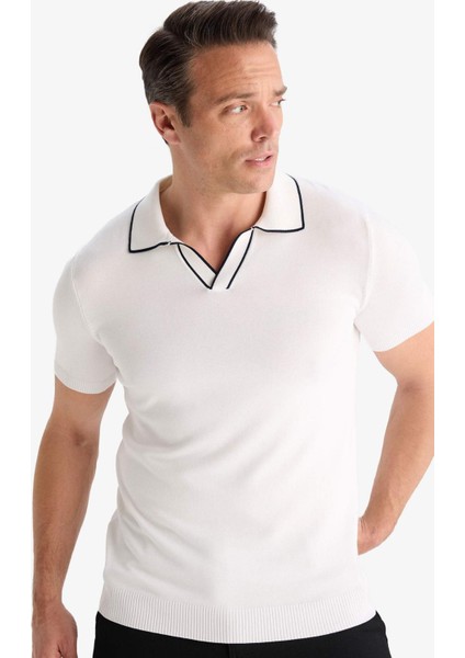 Modern Fit Polo Yaka Kısa Kollu Triko Tişört C4984AX25SM