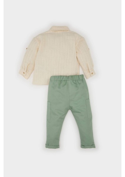 Erkek Bebek 2'li Takım Uzun Kollu Gömlek Beli Lastikli Pantolon E5317A525SP
