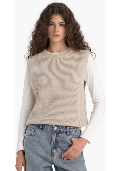 Oversize Geniş Kalıp Bisiklet Yaka Triko Süveter S0375AZ25WN