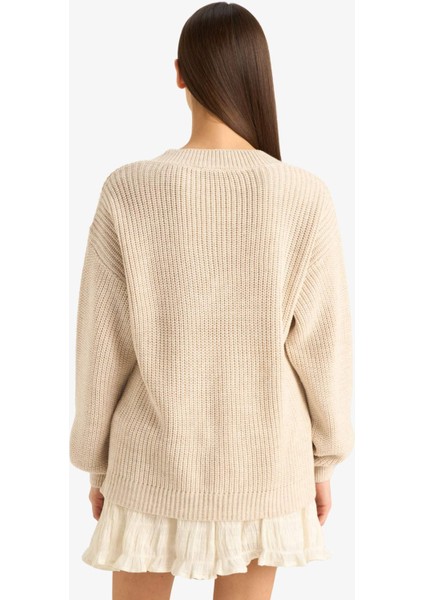 Oversize Geniş Kalıp V Yaka Triko Kazak Z7135AZ25WN