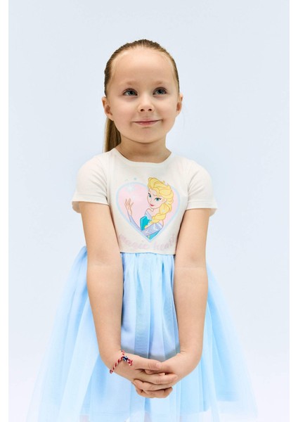 Kız Bebek Frozen Kısa Kollu Tütülü Yazlık Elbise E4874A525SM