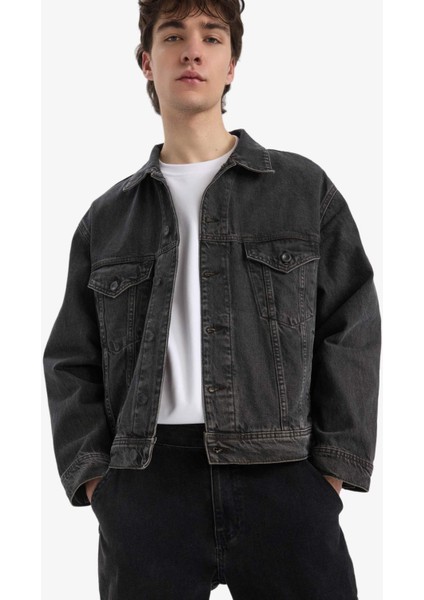 %100 Pamuk Oversize Geniş Kalıp Mevsimlik Baharlık Denim Ceket E5470AX25SP
