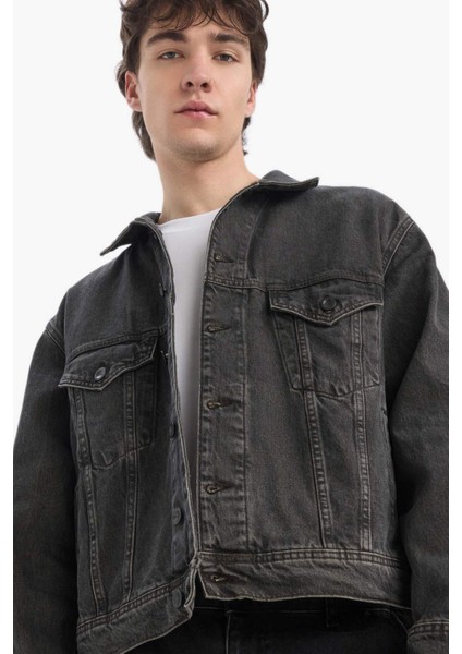 %100 Pamuk Oversize Geniş Kalıp Mevsimlik Baharlık Denim Ceket E5470AX25SP