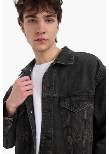 %100 Pamuk Oversize Geniş Kalıp Mevsimlik Baharlık Denim Ceket E5470AX25SP